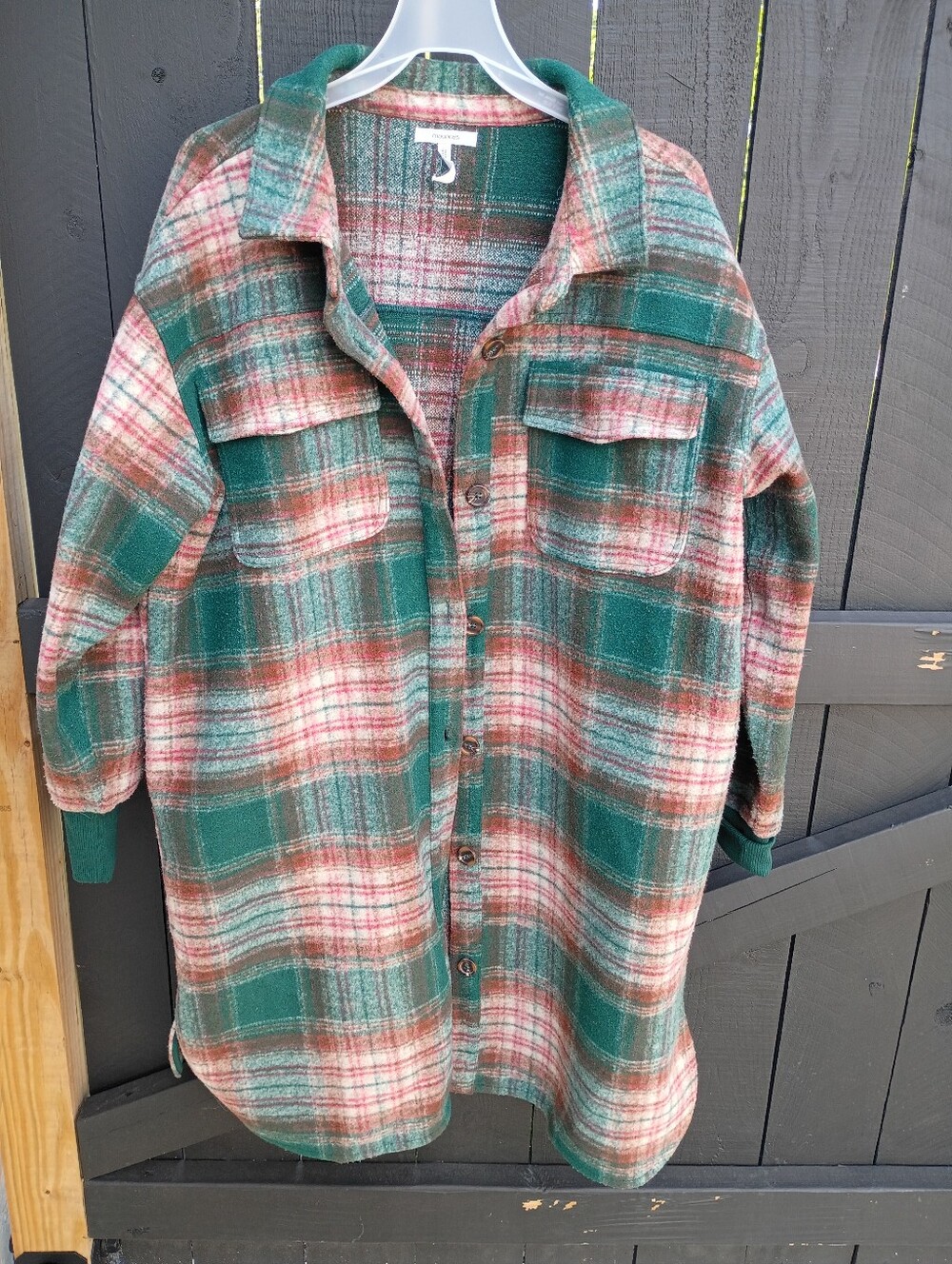 Maurices Green and Red Plaid Utility Jacket